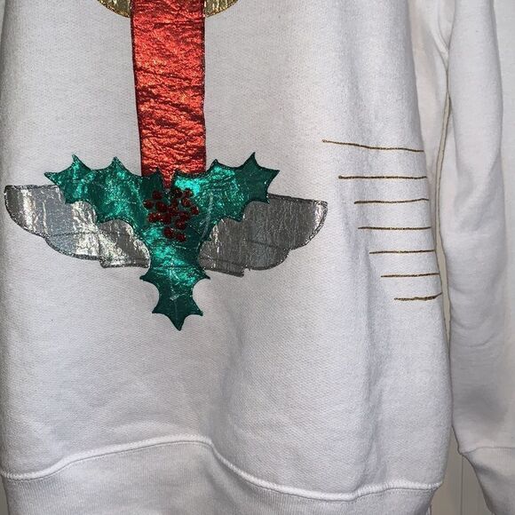 Vtg handmade Christmas candle white sweatshirt - Picture 3 of 13